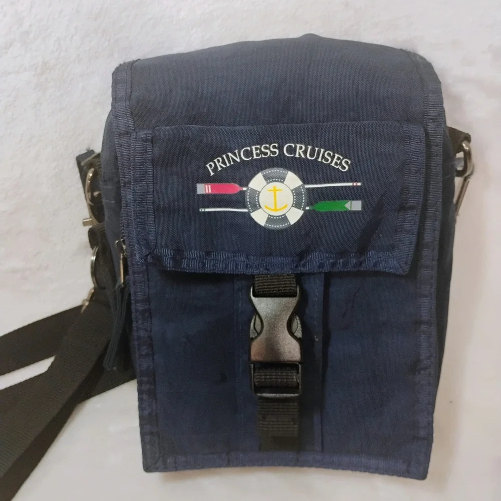Princess Cruises Navy Blue Nylon Crossbody Travel Bag Utility Pouch Nautical W